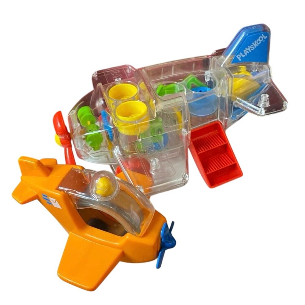 Vintage PlaySkool Clear Invisible Plane 80s Toy Orange Small Plane Fisher Price